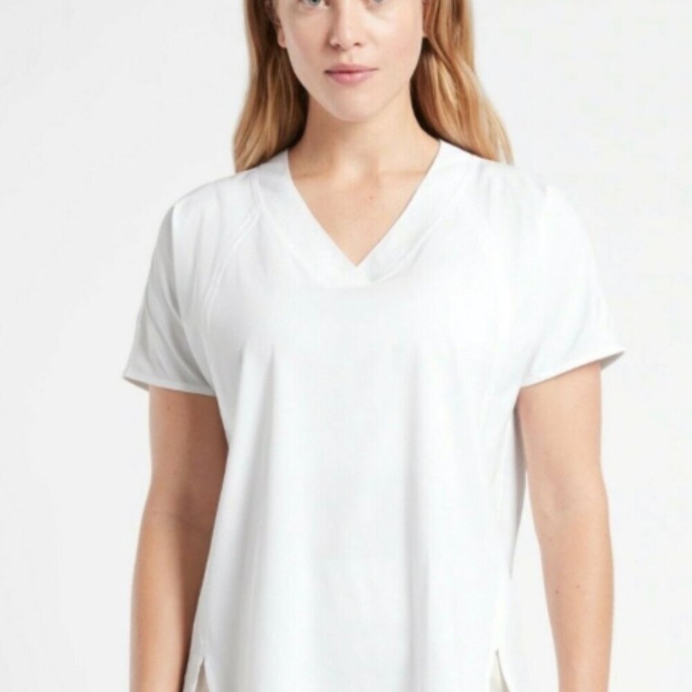 Athleta White Scrub Workout Top XXS